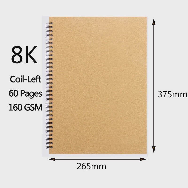 Schetsboek met Dik Papier (160 GSM) - Diverse Maten A3, A4, A5, 8K, 16K - Ideaal voor Tekenen en Schilderen