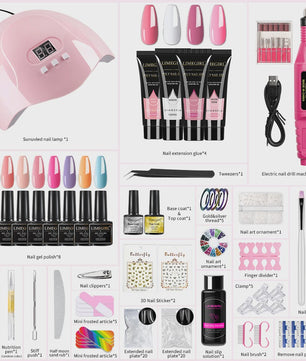 Complete Gel Nagellak Set met UV Lamp en Elektrische Vijl - Poly Nail Gel Kit