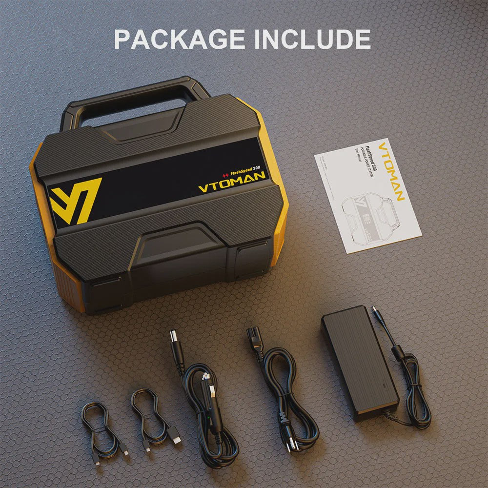 VTOMAN FlashSpeed 300 Power Station: 230Wh LiFePO4, 300W AC, 100W USB-C, Solar Generator