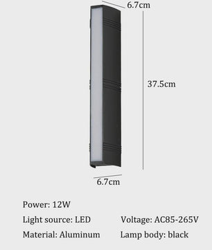 Moderne Waterdichte LED Buitenmuurverlichting - Lange Strip Aluminium IP65
