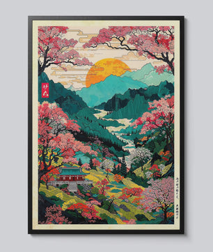 Japanse Canvas Print: Iconische Fuji & Golven - Retro Landschap Poster