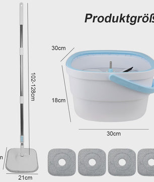 360° Dweil Set met Wring Systeem en Microvezel Pads - Verstelbare Steel