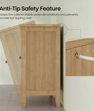 Bamboe Onderbouw Kast Badkamer 60x30x60cm met 2 Deuren en Verstelbare Plank