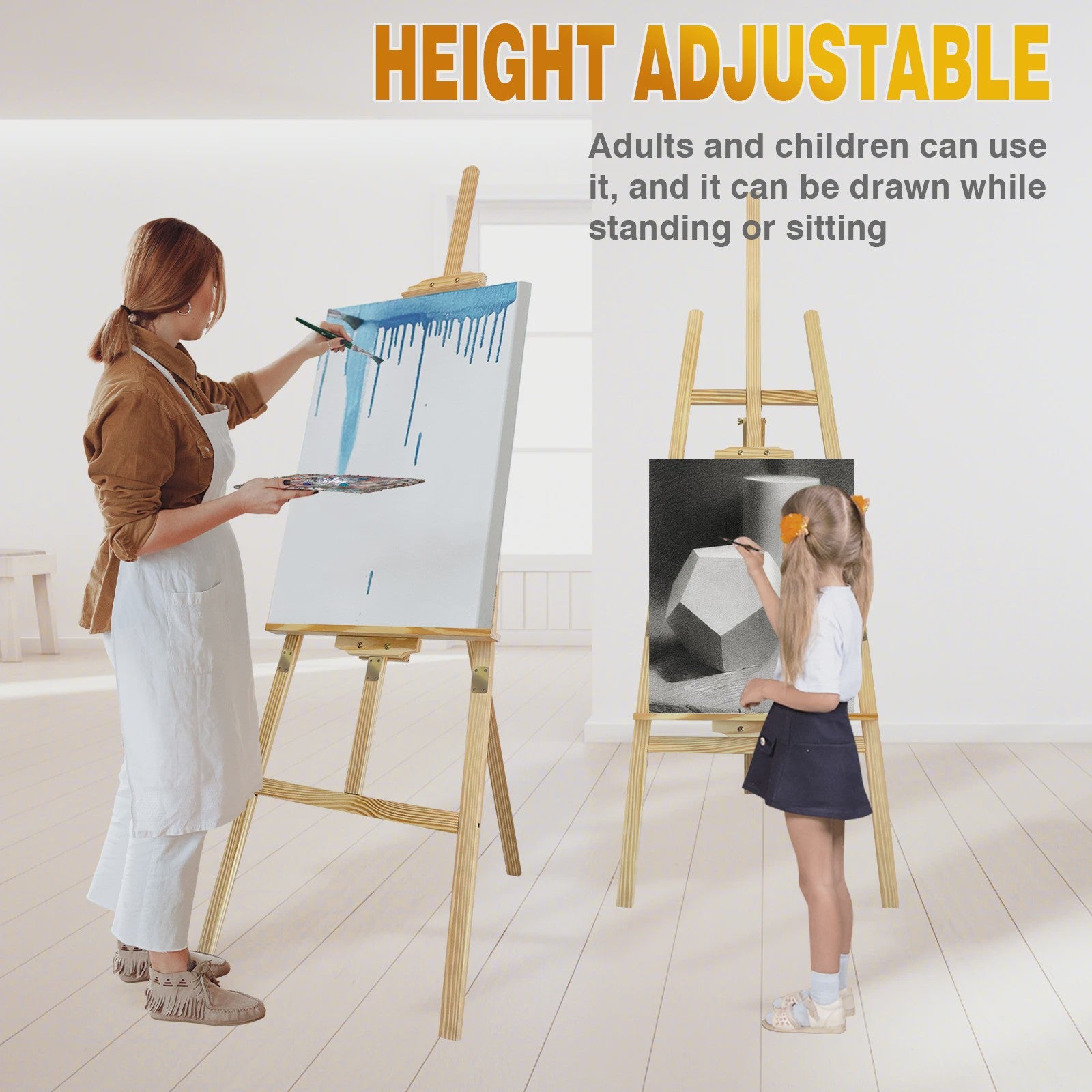 Houten Atelier Ezel - Verstelbare Kunstenaars Ezel Stand voor Canvas, Tekenen & Bruiloft Decoratie