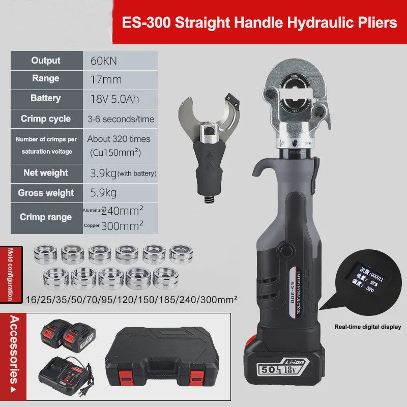 ES-300 Elektrische Hydraulische Krimptang voor 10-300mm² Kabel - Snel & 360° Roterend