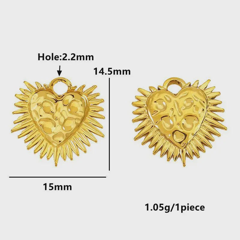 Set van 4 Gouden Bedeltjes: Zon, Hart, Schelp, Vis & Cactus - Roestvrij Staal 18k Goud PVD - DIY Sieraden Maken