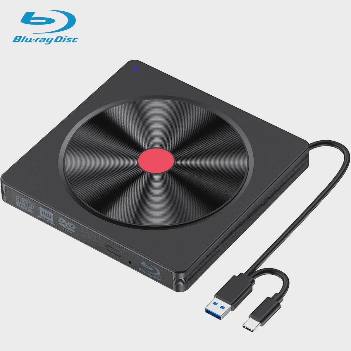 Externe Blu-ray Drive USB 3.0 & Type-C - Draagbare BD/DVD/CD Brander & Lezer voor Laptop & PC