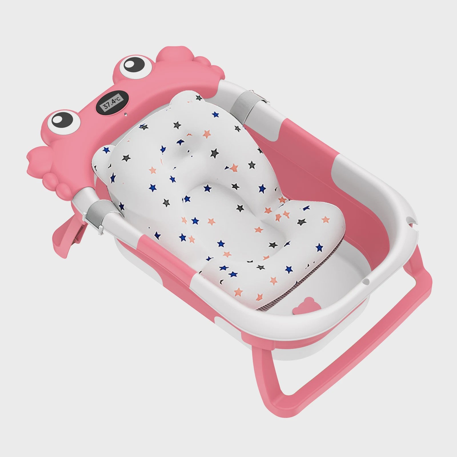 Opvouwbaar Babybadje met Thermometer & Antislip Kussen - Draagbaar voor Pasgeborenen