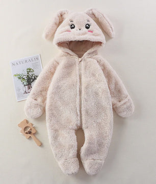 Zachte Baby Romper Jumpsuit met Dierenprint - Warm & Knus voor Herfst/Winter