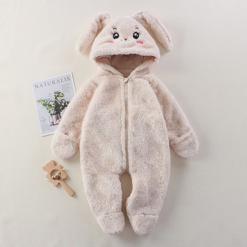 Zachte Baby Romper Jumpsuit met Dierenprint - Warm & Knus voor Herfst/Winter