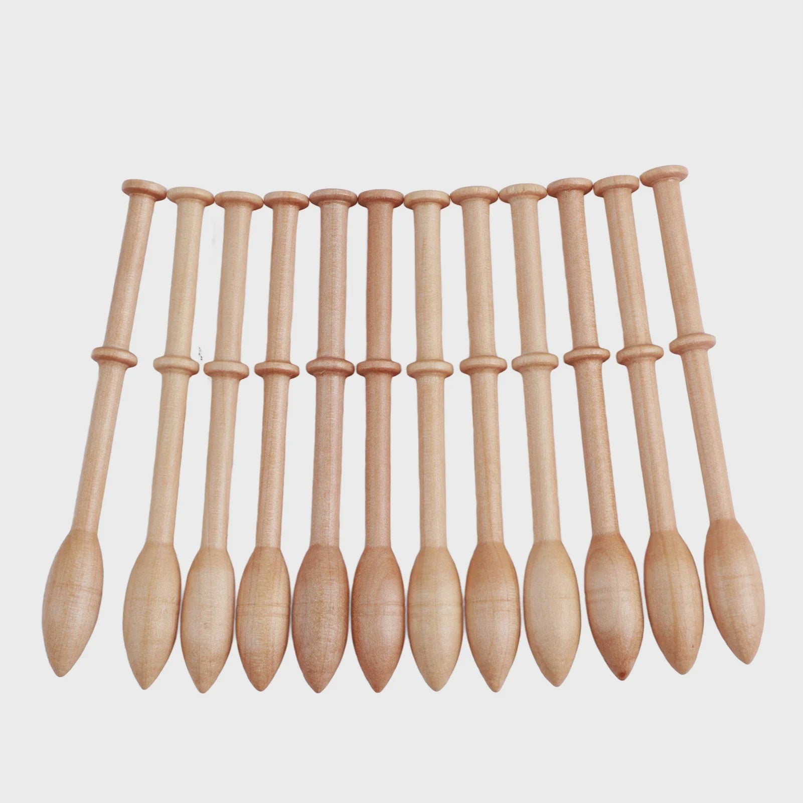 12x Houten Kantklosjes - Antiek & Ambachtelijk Handwerkgereedschap