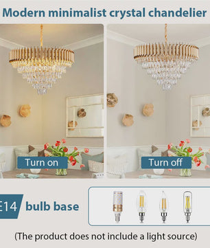 Luxe Gouden Kristallen Kroonluchter met Gelaagd Ringontwerp & Kleurveranderend LED