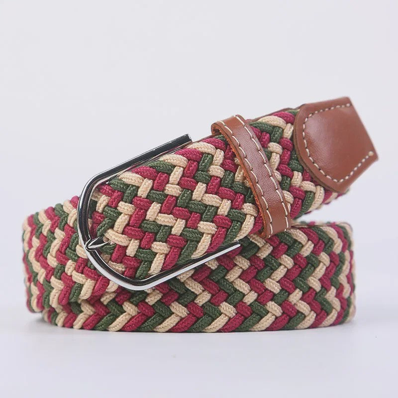 Unisex Gevlochten Elastische Riem met Pin Gesp - 107-130cm