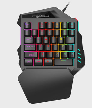 Ergonomisch Eénhandig Gaming Toetsenbord - Compact 35-Key Design met RGB Verlichting en Polssteun