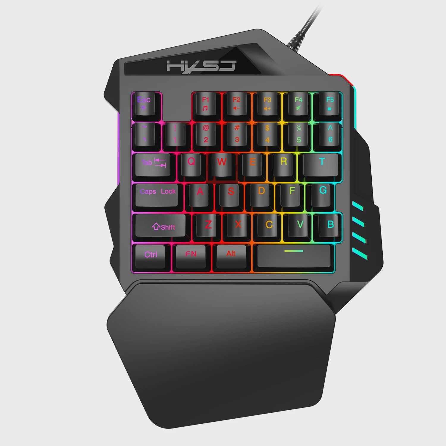 Ergonomisch Eénhandig Gaming Toetsenbord - Compact 35-Key Design met RGB Verlichting en Polssteun