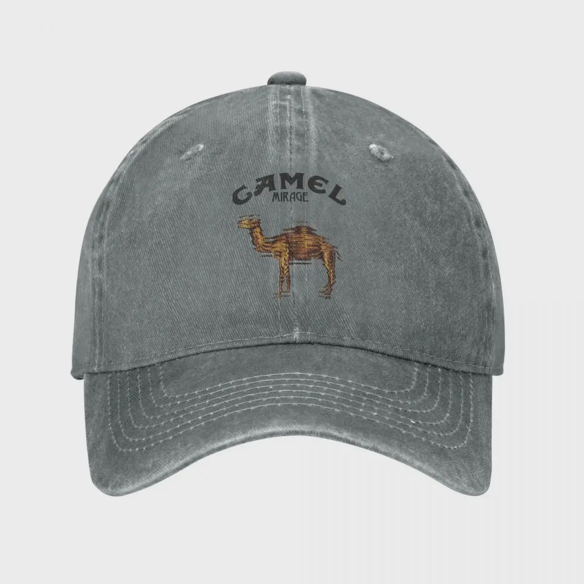 Vintage Trucker Cap met Camel Print - Verstelbaar en Washed Look