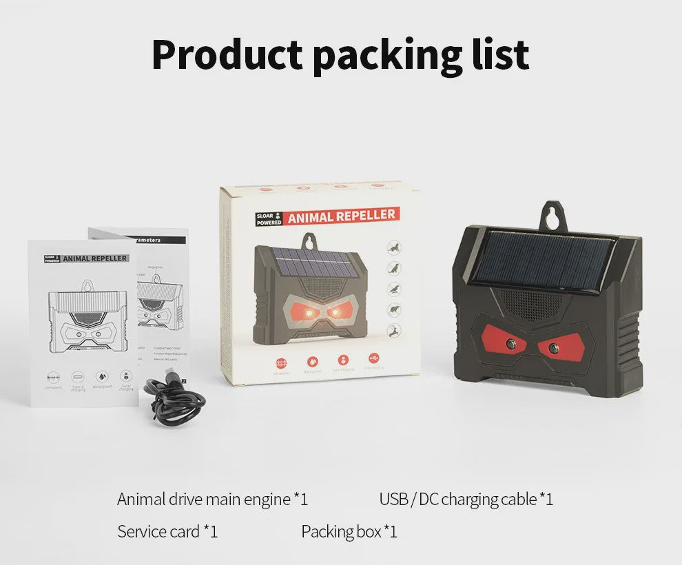 Solar Dier Afweerder met Ultrasone Geluid & LED Licht - Verjaagt Ongedierte uit Tuin & Huis