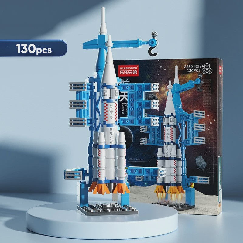 Bouwstenen Ruimtevaart Raket Lanceerbasis Modelbouw Set (107 Stuks) - Educatief Speelgoed voor Jongens
