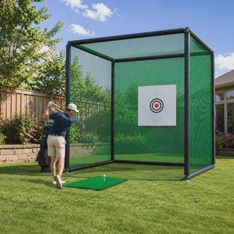 Golf Oefennet 300x300x300 cm met Mat, Balstand en Stalen Frame
