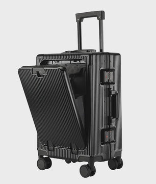 Luxe Rolkoffer met Vooropening, Aluminium Frame & USB-poort - Grote Capaciteit