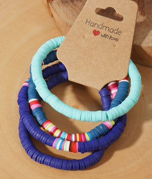 Set van 4 Kleurrijke Heishi Kralen Armbanden - Handgemaakt Boho Mixkleur Sieraden Dames 2024