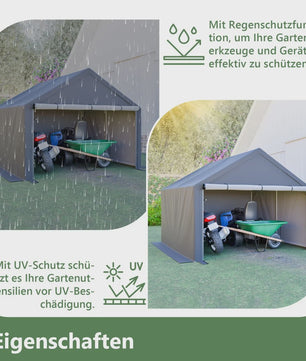 Donkergrijze Fietsenstalling Tent - 305x296x233cm - Outdoor Opslag voor Fietsen & Tuin Gereedschap