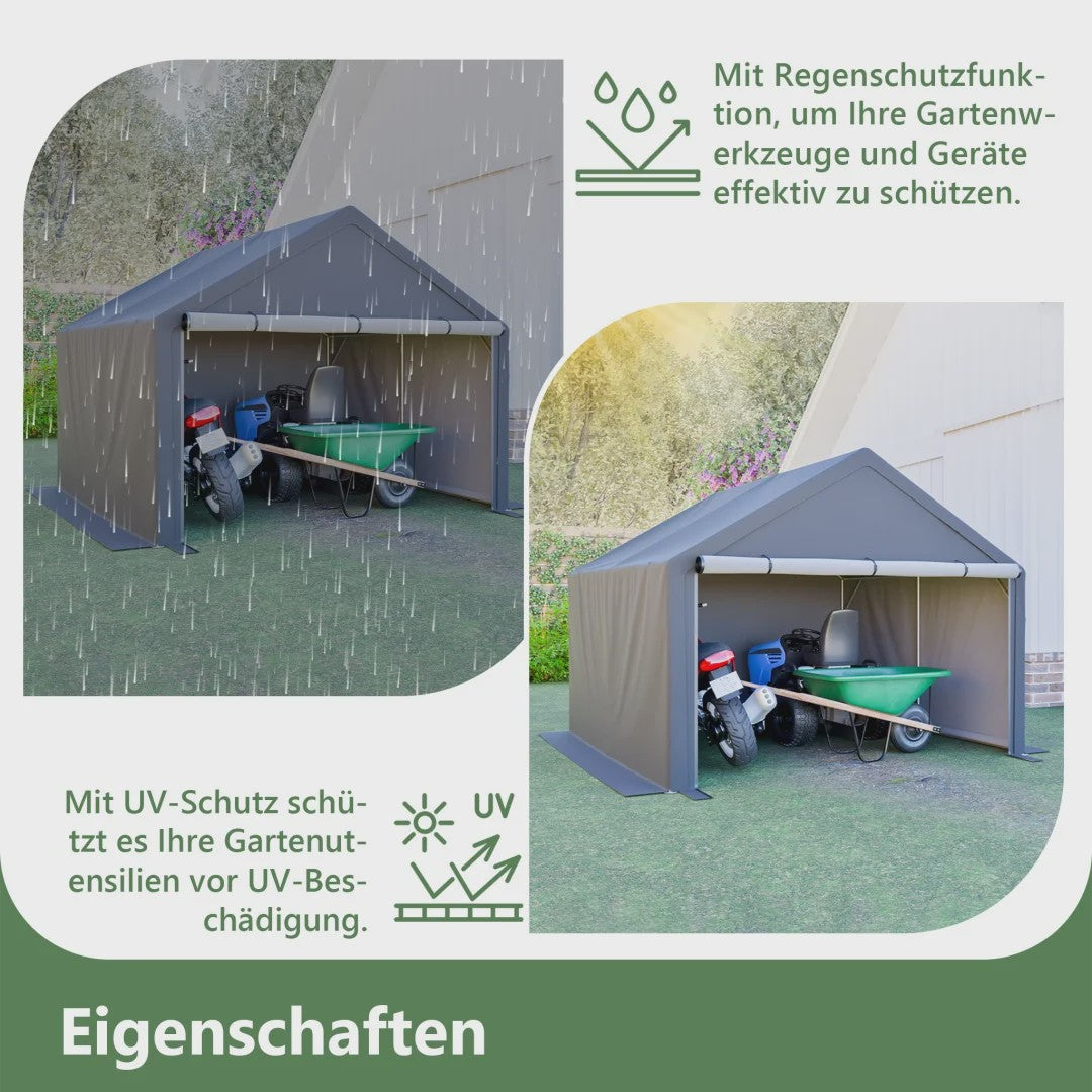 Donkergrijze Fietsenstalling Tent - 305x296x233cm - Outdoor Opslag voor Fietsen & Tuin Gereedschap
