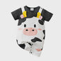 Schattige Baby Jumpsuit met Koeienprint en Nep-bretels - Zomerkleding 0-18M