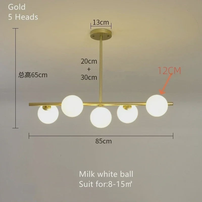 Moderne Magische Bonen Glas Kroonluchter - 6/7 Lampen - Goud/Zwart