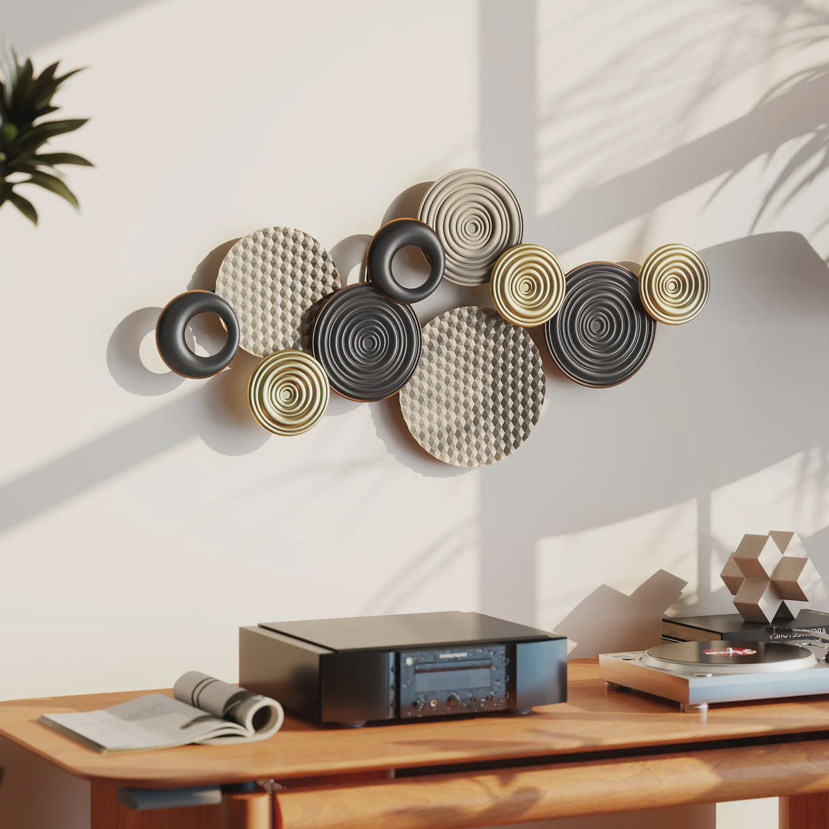 Moderne 3D Metaal Wanddecoratie Multi Disc - Wrought Iron Huisdecoratie