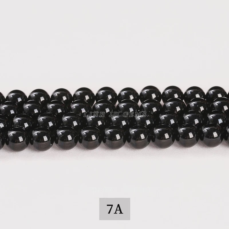 Natuurlijke Zwarte Toermalijn Kralen Rond Losse Spacer Edelsteen - 4-12mm voor Sieraden Maken