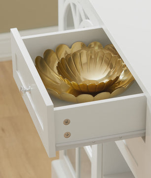 Wit Sideboard met 2 Glazen Deuren en 2 Lades - Stijlvolle Buffetkast voor Woonkamer of Hal