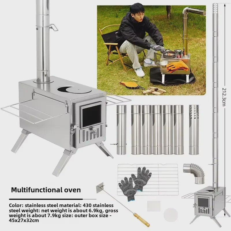 MOUNTAINHIKER Opvouwbare Houtkachel - Roestvrij Staal Outdoor Camping Tent Verwarming & Kooktoestel