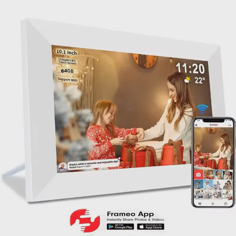 Frameo Smart WiFi Digitale Fotolijst 10.1 Inch HD Touchscreen met 32GB/64GB Opslag en Wandmontage