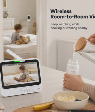 7 Inch Draadloze Babyfoon met Camera, Audio, Nachtzicht & Temperatuurmeter | VOX & Muziek