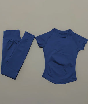 Naadloze Yoga Set Dames: Short Sleeve Top & Hoge Taille Legging - Sneldrogend Sportkleding Pak