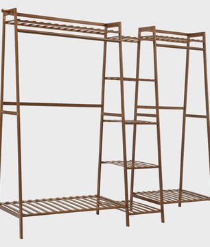 Multifunctioneel Trapezium Kledingrek van Bamboe - Garderobe & Opbergrek