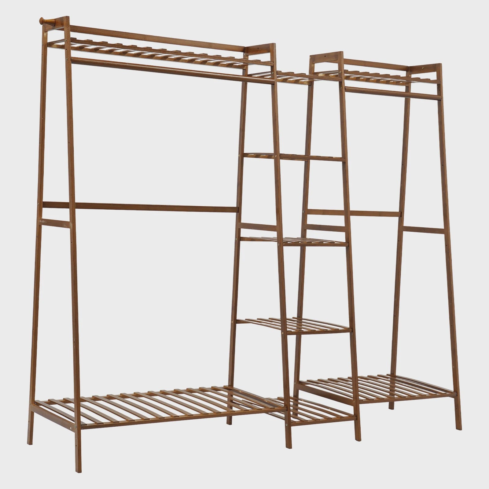 Multifunctioneel Trapezium Kledingrek van Bamboe - Garderobe & Opbergrek