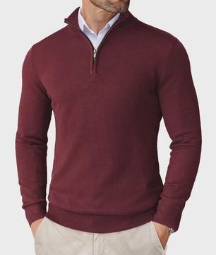 Heren Gebreide Pullover met Ritskraag - Slim Fit Lichtgewicht Casual Sweater