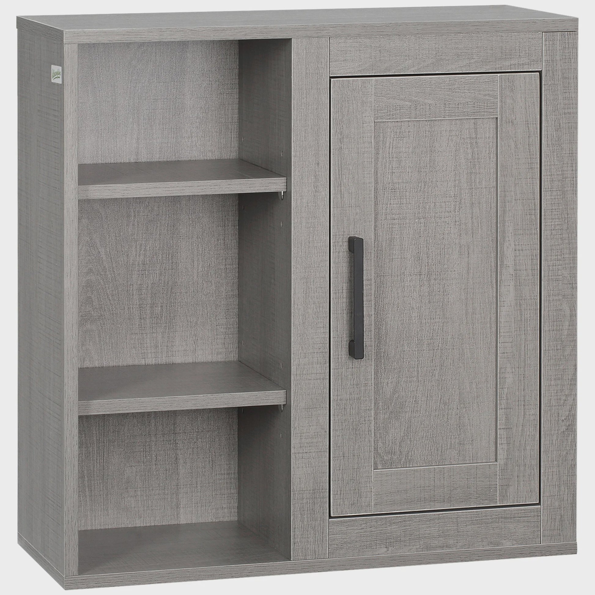 Kleankin Wandkast Badkamer met 3 Open Planken en 1 Deur - 48x20x50 cm