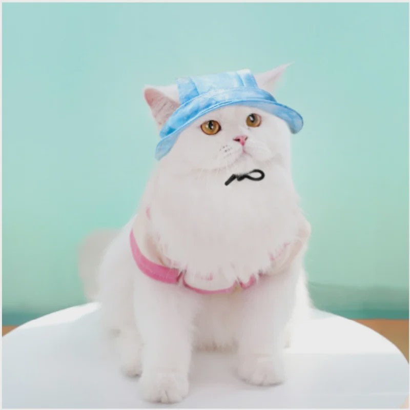 Grappige Honden- en Katten Zonnehoed met Oorgaten - Stijlvolle Tie-Dye Pet Accessoires
