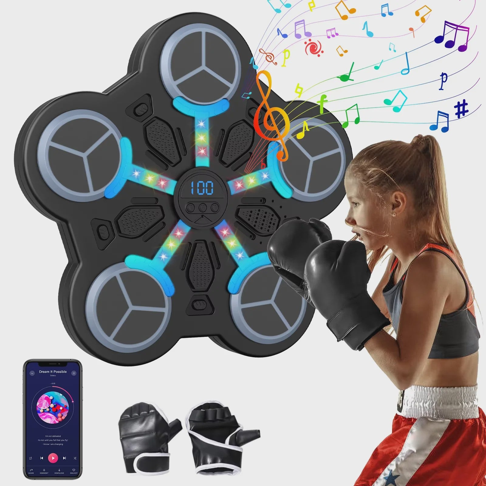 Slimme Muzikale Bokstrainer - Wandmontage Fitnessapparaat met LED Targets