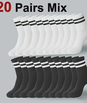 10/20 Paar Gestreept Casual Sokken Heren Dames - Ademend, Geurbestendig & Zweetabsorberend