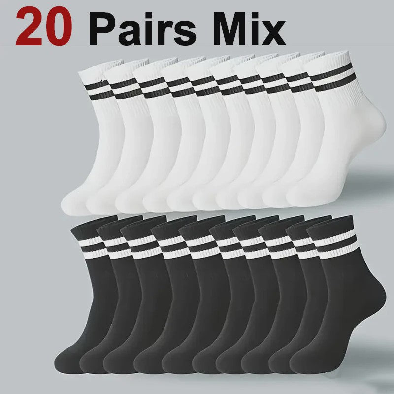 10/20 Paar Gestreept Casual Sokken Heren Dames - Ademend, Geurbestendig & Zweetabsorberend