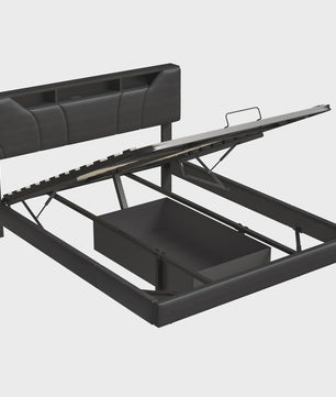 Anajqaqia Gestoffeerd Bed 140x200cm met Verstelbaar Hoofdbord en Opbergruimte
