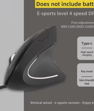 Ergonomische Verticale Draadloze Muis - Oplaadbaar, 2.4Ghz & Bluetooth, Instelbare DPI