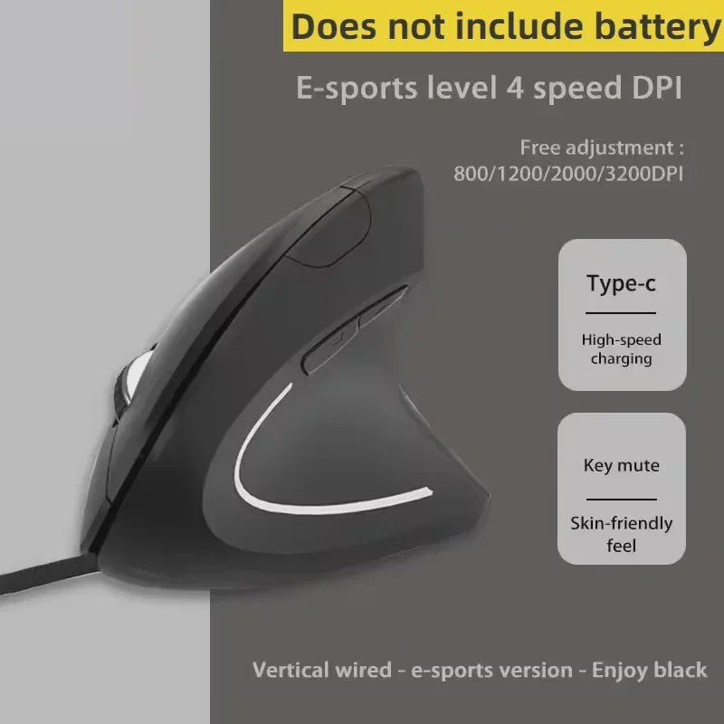 Ergonomische Verticale Draadloze Muis - Oplaadbaar, 2.4Ghz & Bluetooth, Instelbare DPI
