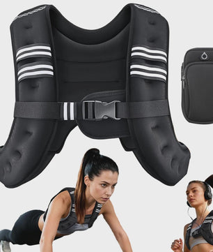 Verstelbaar Fitness Vest met Gewicht (5.4 kg) en Reflecterende Strepen - Ideaal voor Training, Yoga & Joggen
