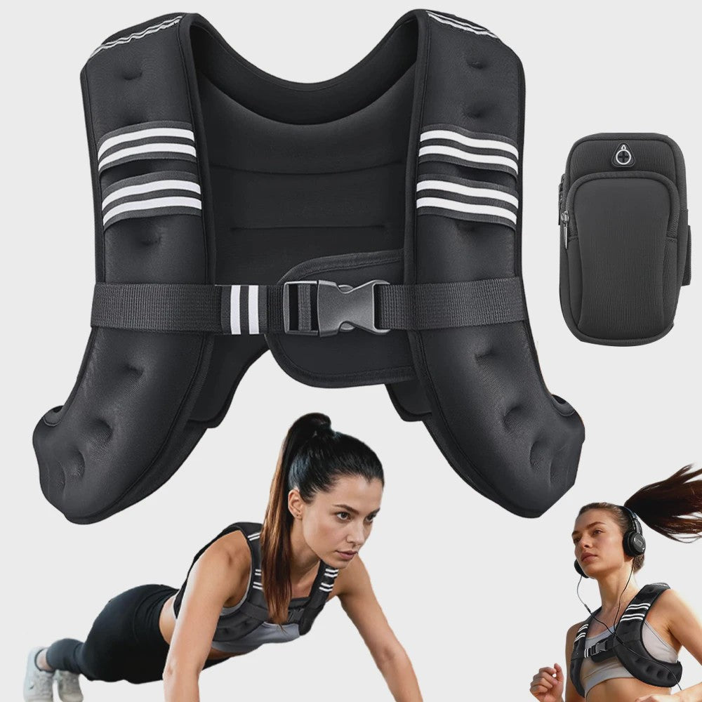 Verstelbaar Fitness Vest met Gewicht (5.4 kg) en Reflecterende Strepen - Ideaal voor Training, Yoga & Joggen