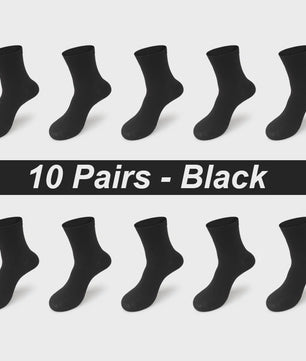 10 Paar Bamboe Vezel Heren Sokken - Zwart, Zacht & Ademend - Plus Size 39-48